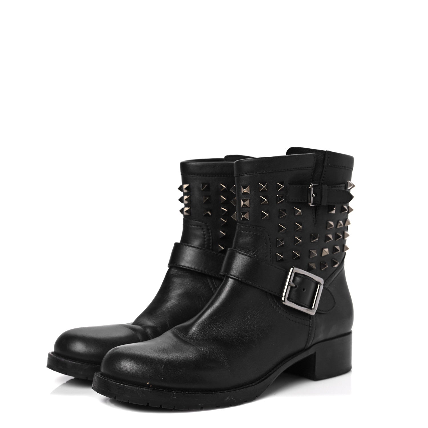 Valentino Garavani Calfskin Rockstud 30mm Biker Boots 41 Black 3 of 8