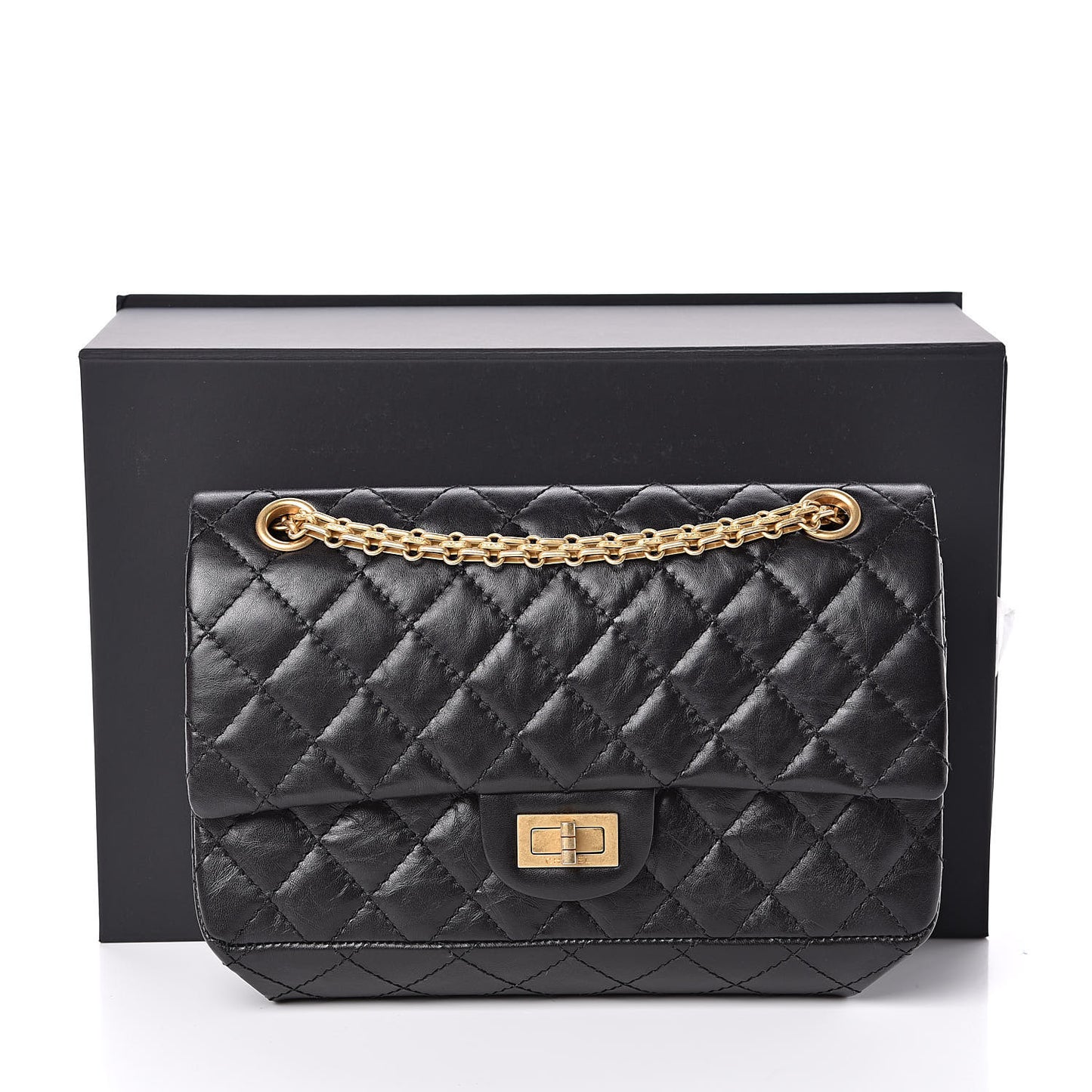 Aged Calfskin Quilted 2.55 Reissue 225 Flap Black