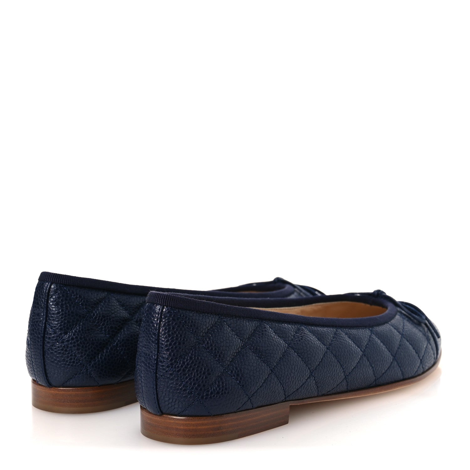 Chanel Caviar Quilted CC Cap Toe Ballerina Flats 38.5 Navy 5 of 11