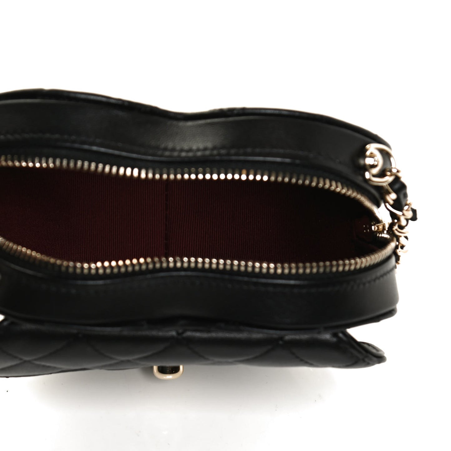 Lambskin Quilted CC In Love Heart Clutch With Chain Black