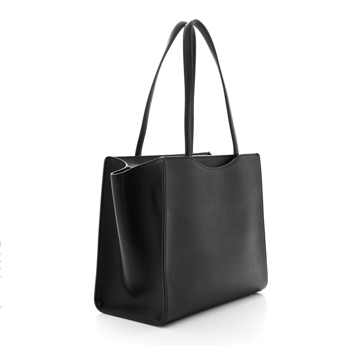 Grainy Calfskin Gemini Tote Black