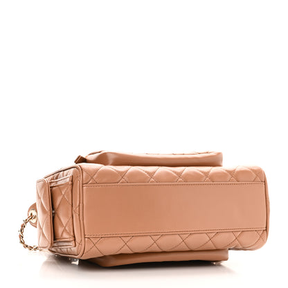 Chanel Shiny Crumpled Lambskin Quilted Medium Preppy Pocket Camera Case Brown 3 of 9