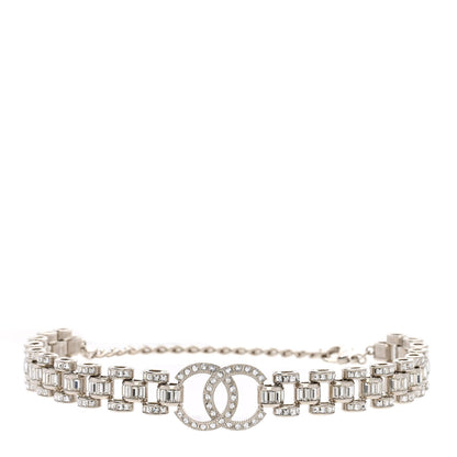 Chanel Crystal CC Chain Links Choker Necklace Silver 1 of 5