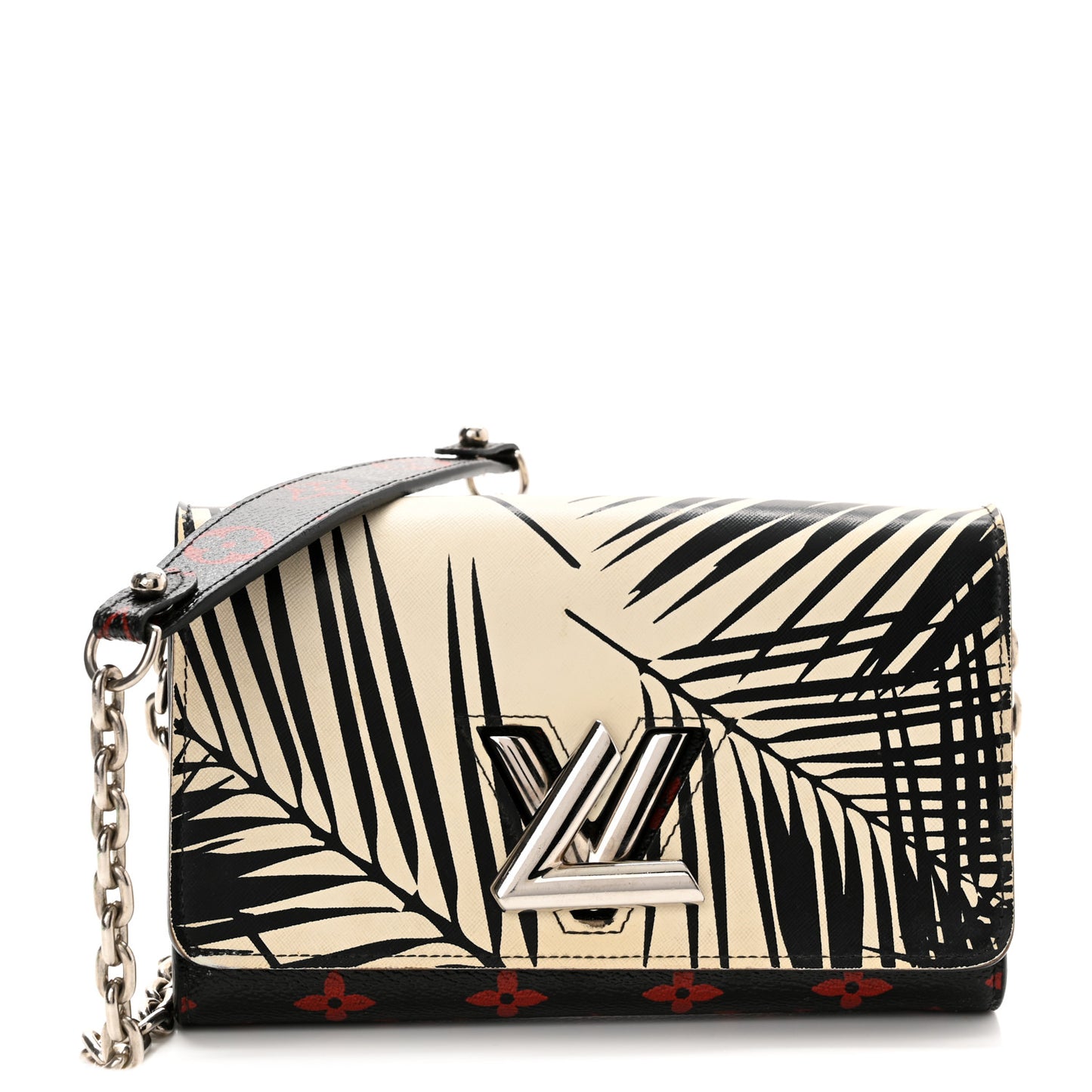 Monogram Palm Twist Chain Wallet Black White