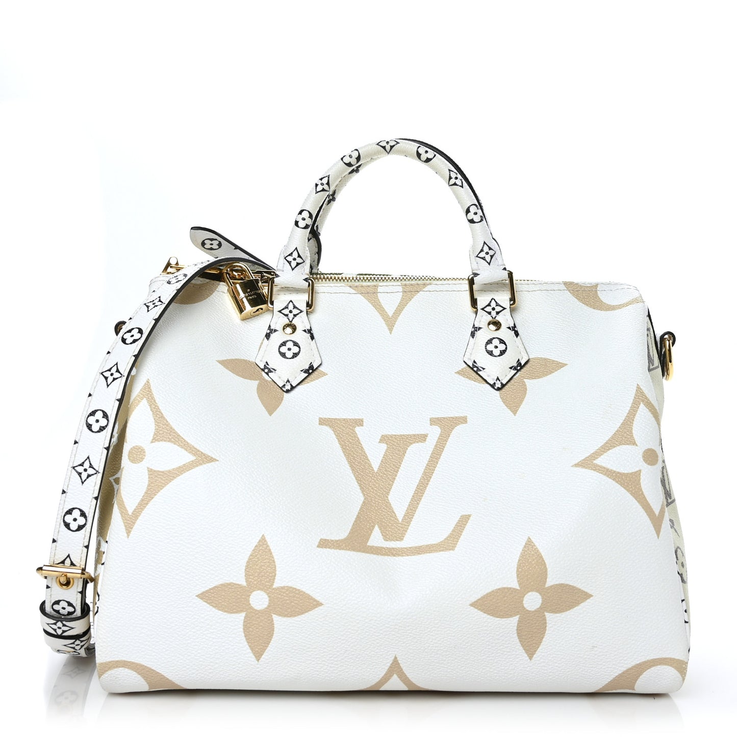 Monogram Giant Speedy Bandouliere 30 Kaki Beige