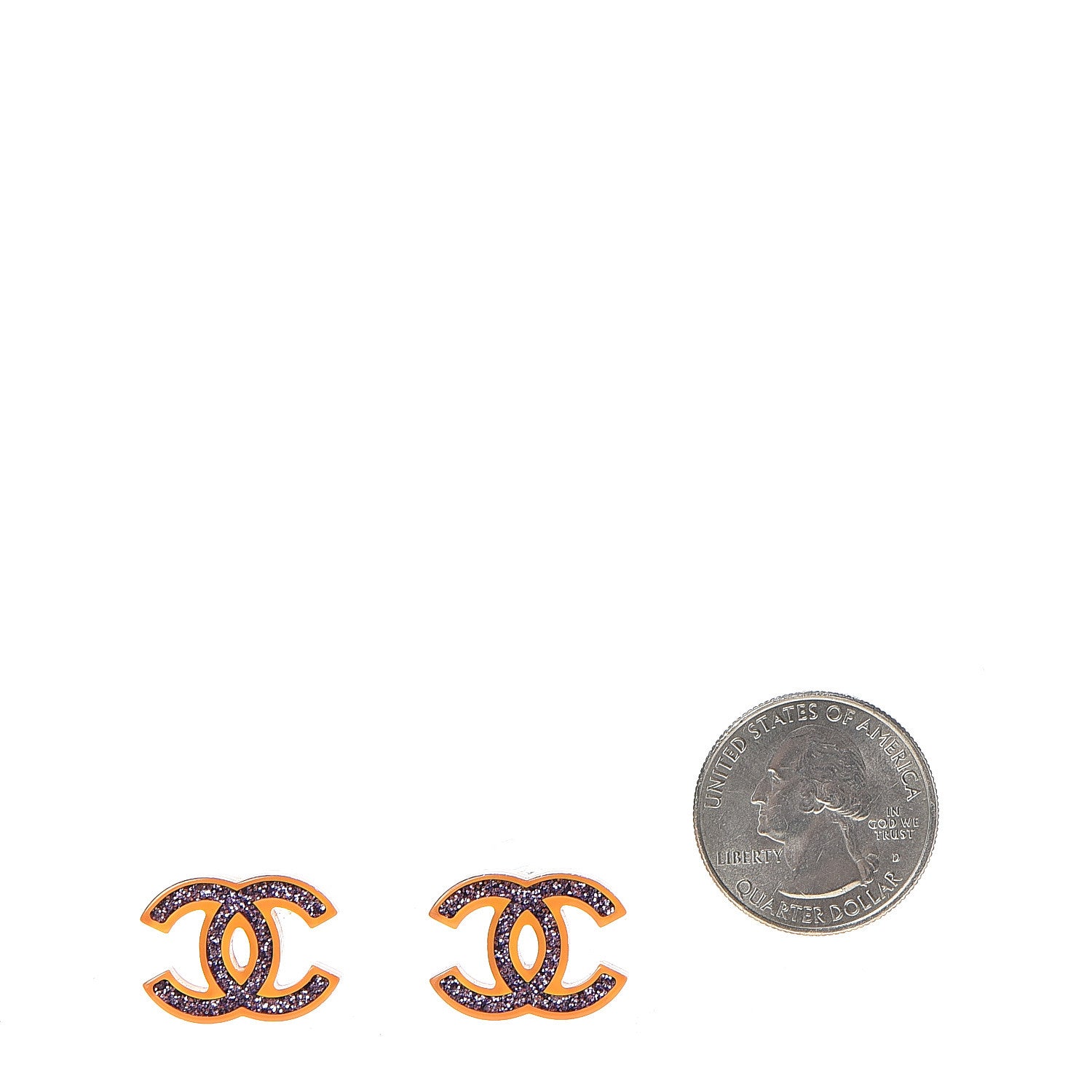 Chanel Glitter Resin CC Earrings Yellow Pink 2 of 5