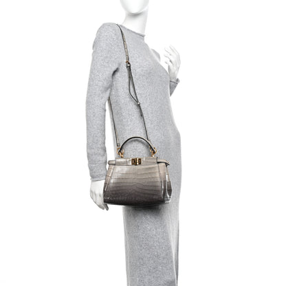 Fendi Shiny Crocodile Shiny Nappa Degrade Mini Peekaboo Iconic Satchel Grey 2 of 12