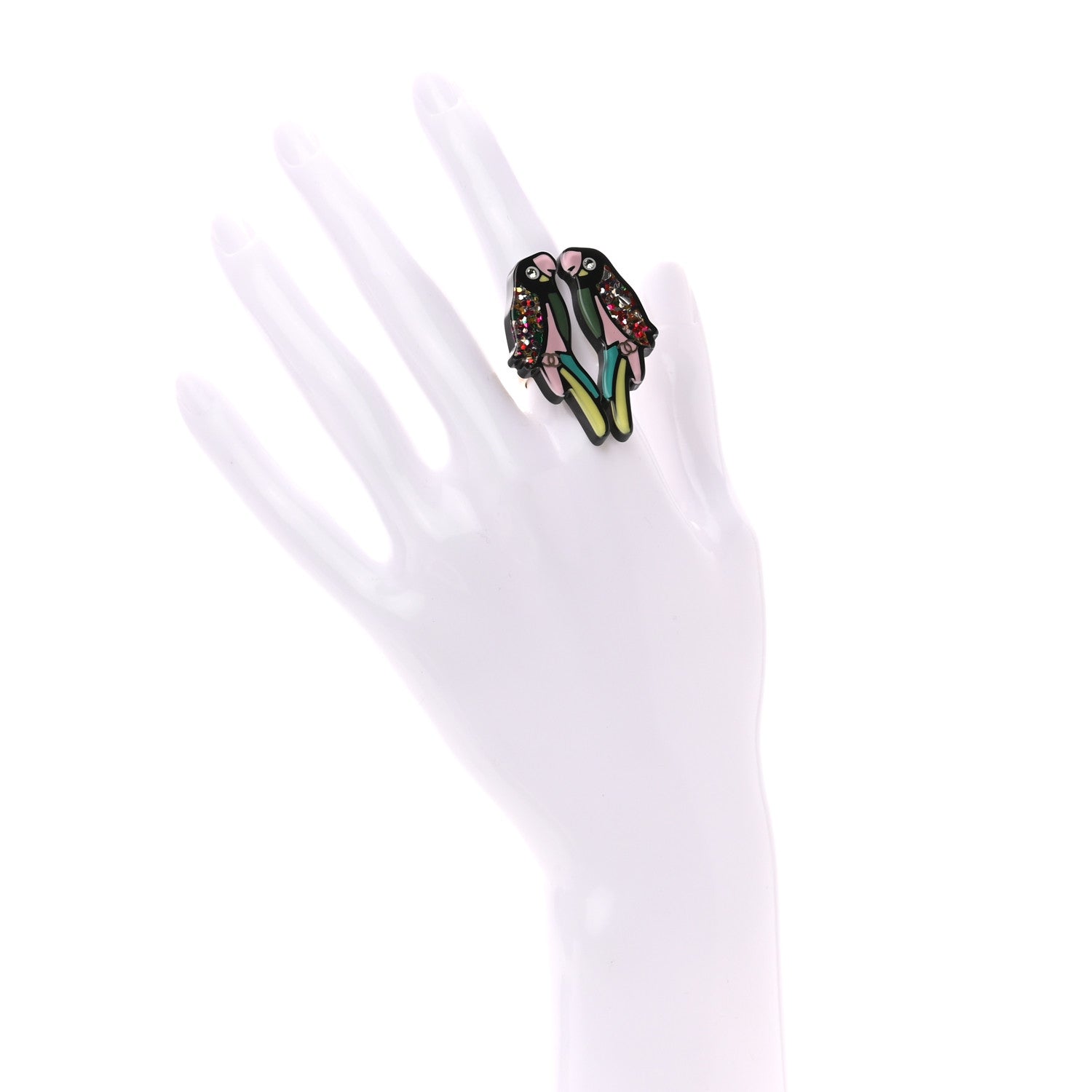 Chanel Resin Parrot CC Ring 52 6 Multicolor 2 of 4