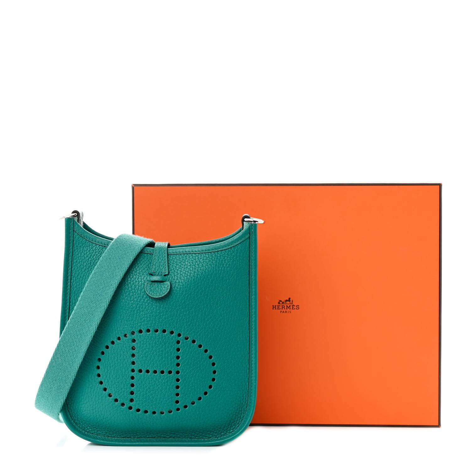 Hermes Taurillon Clemence Evelyne TPM Bleu Paon 11 of 11