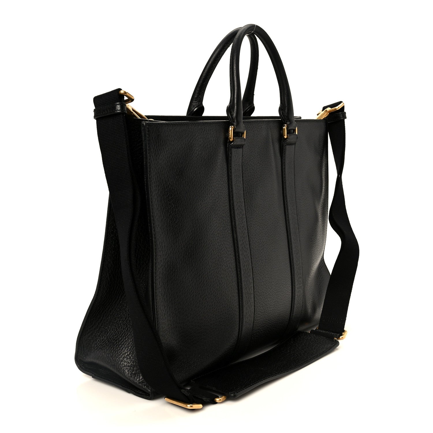 Gucci Grained Calfskin Web Top Handle Tote Black 3 of 11