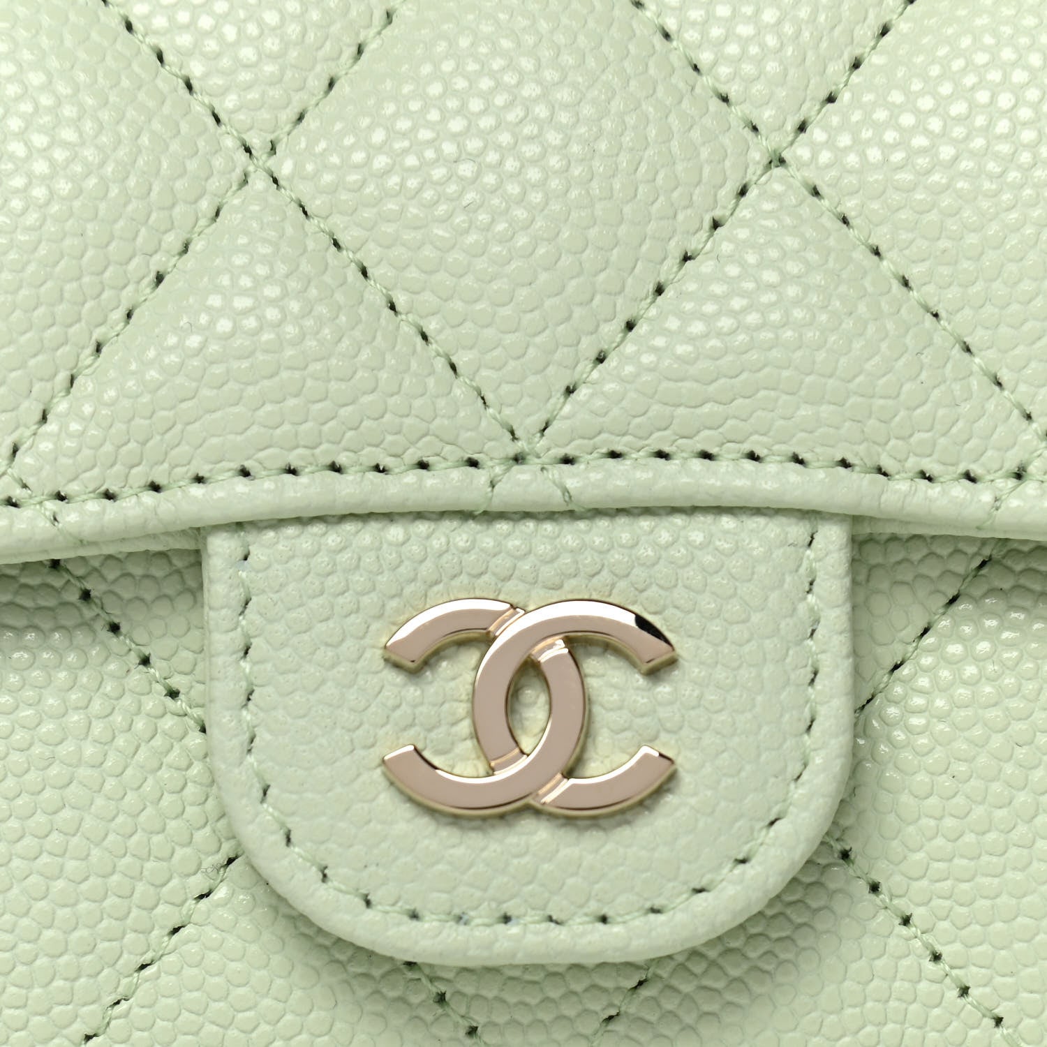 Chanel Caviar Quilted Flap Card Holder Wallet Light Green 10 of 12