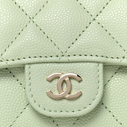 Chanel Caviar Quilted Flap Card Holder Wallet Light Green 10 of 12