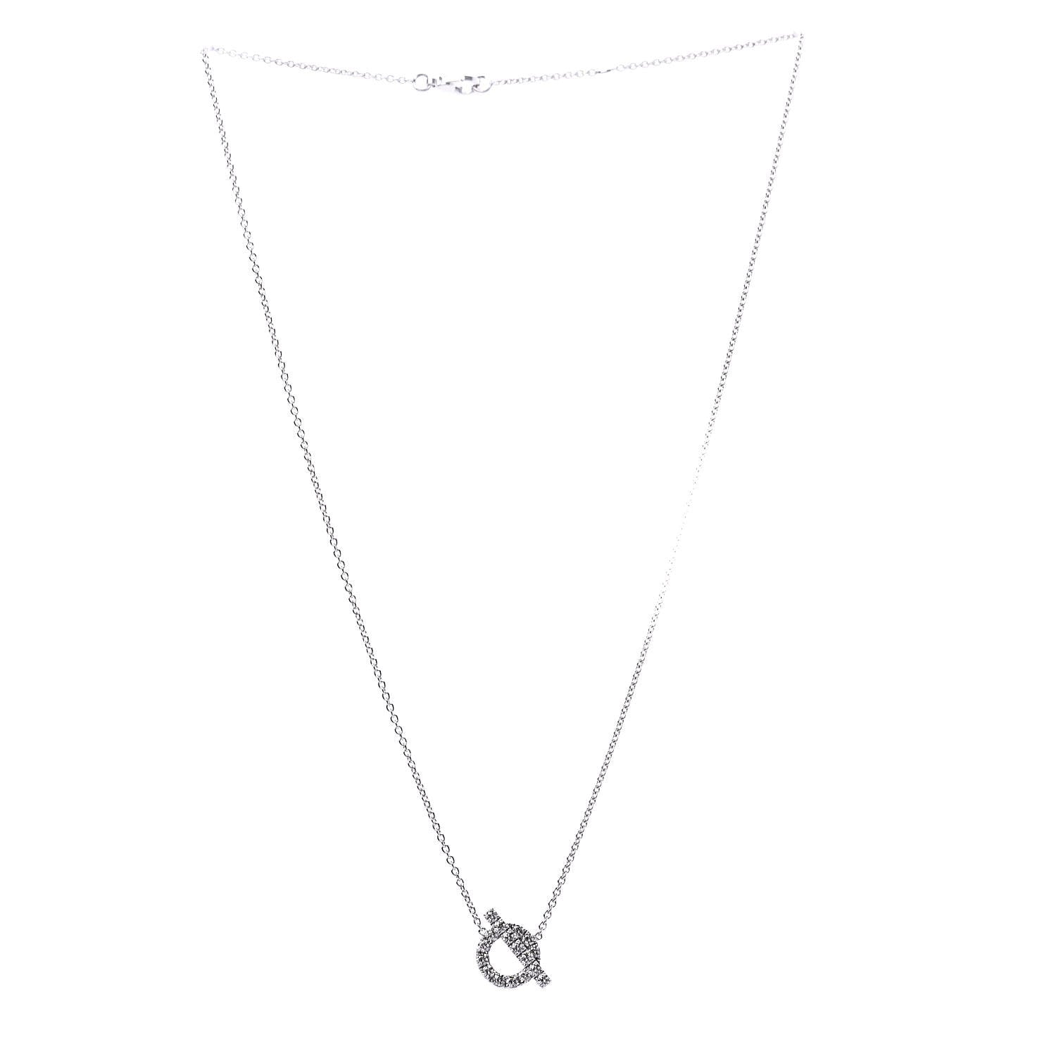 Hermes 18K White Gold Diamond Finesse Pendant Necklace 3 of 7