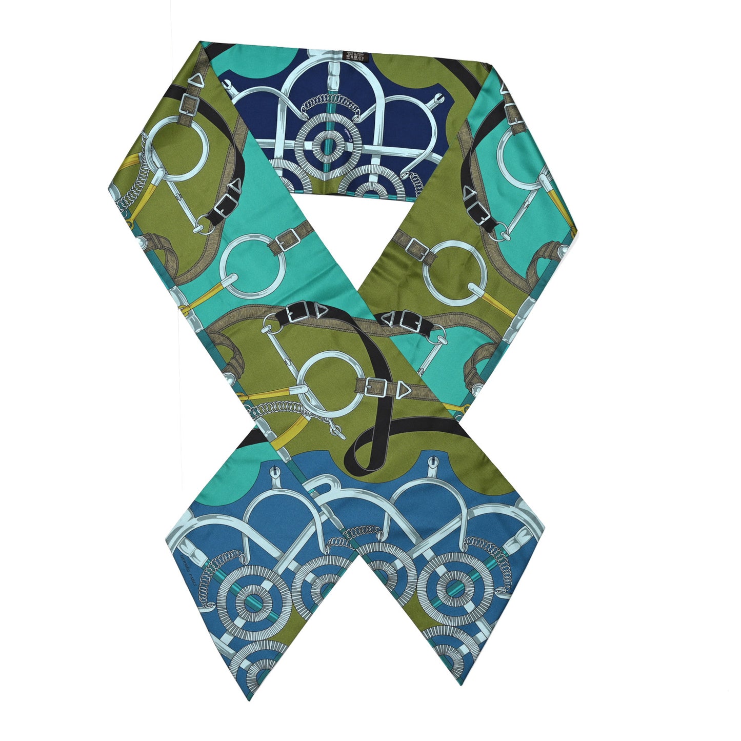 Silk Eperon D'Or Remix Maxi Twilly Vert Bleu Gris
