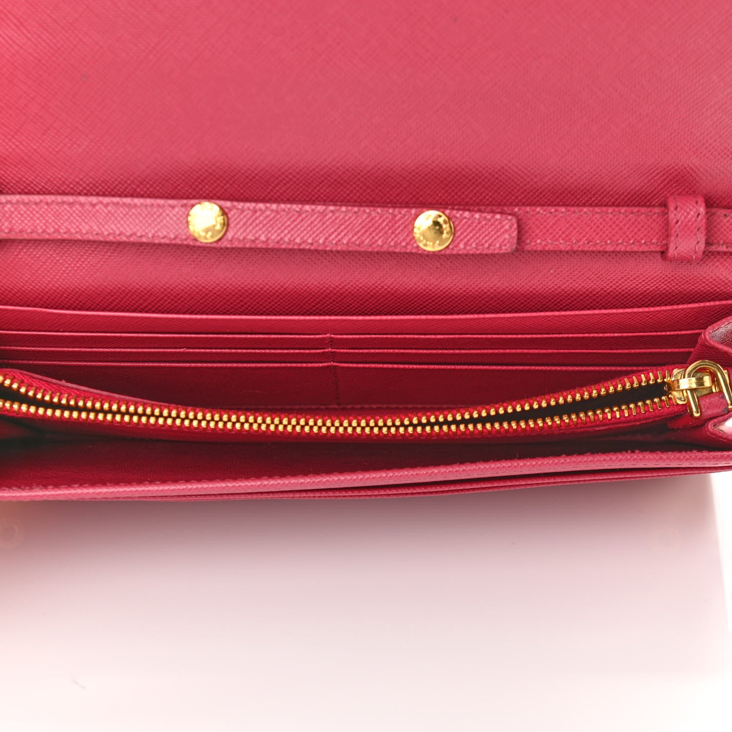 Prada Saffiano Metal Oro Chain Wallet Peonia 5 of 10