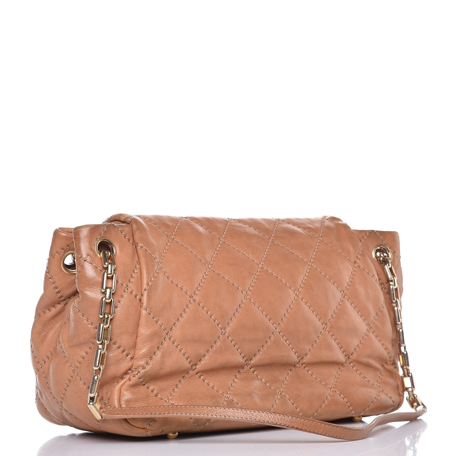 Chanel Calfskin Quilted Retro Chain Accordion Flap Dark Beige 3 of 22