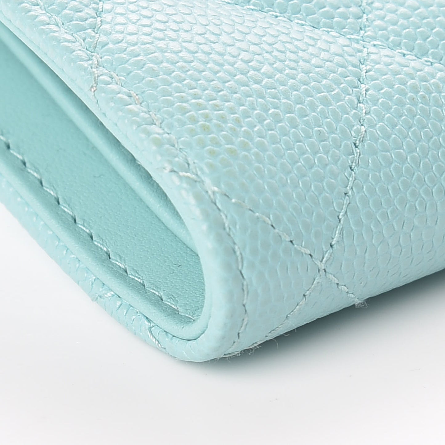 Caviar Quilted Compact Flap Wallet Light Blue