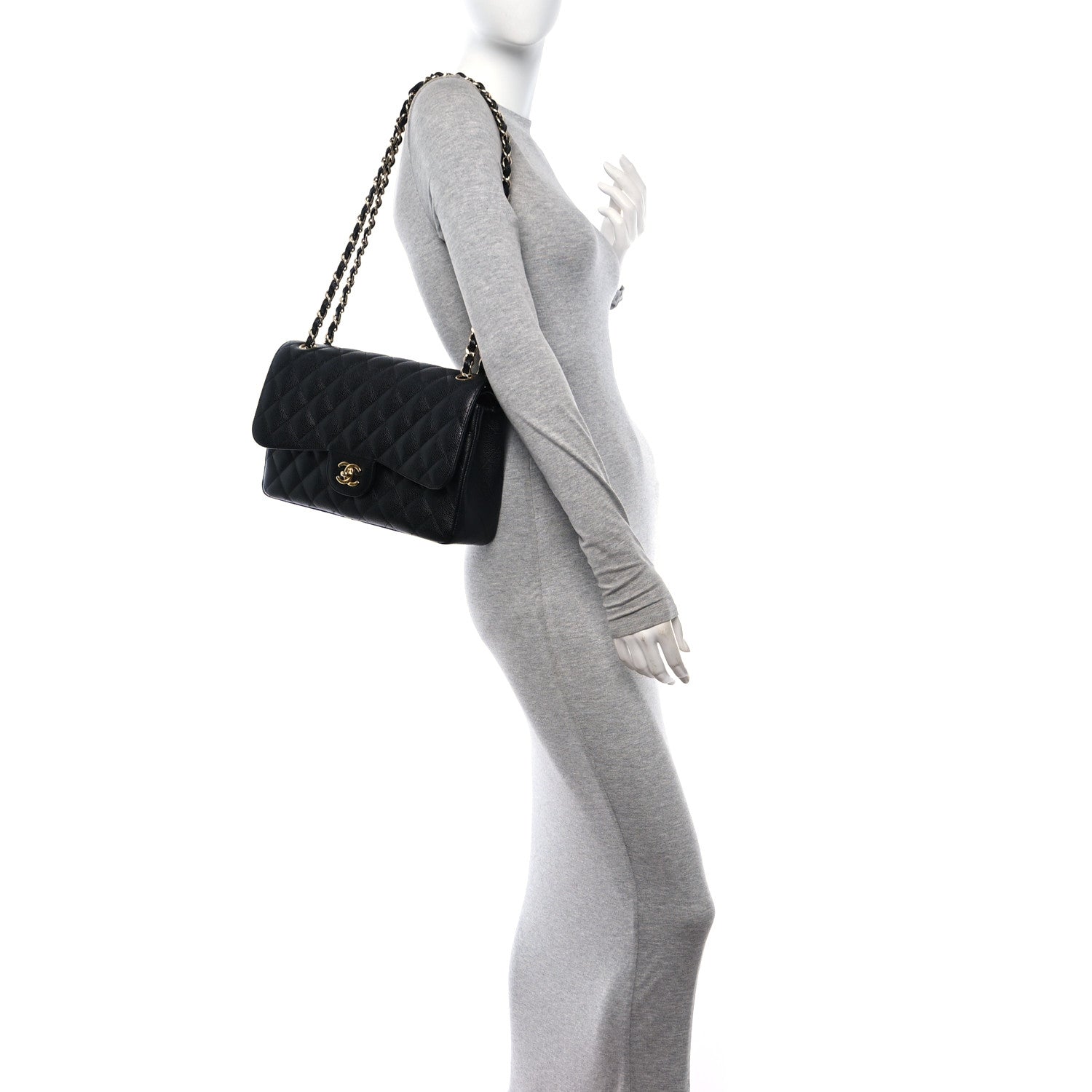 Chanel Caviar Quilted Jumbo Double Flap Black 3 of 12