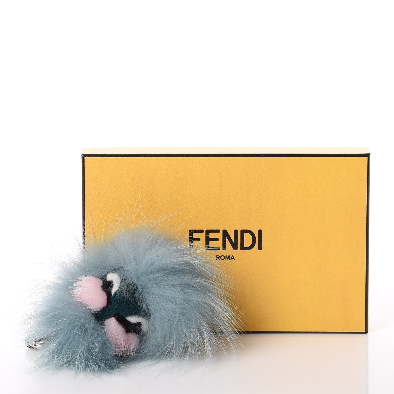 Fendi Fox Mink Rabbit Fur Vitello Flamingo Mini Monster Bag Bug Charm Lagoon Black Multicolor 6 of 6