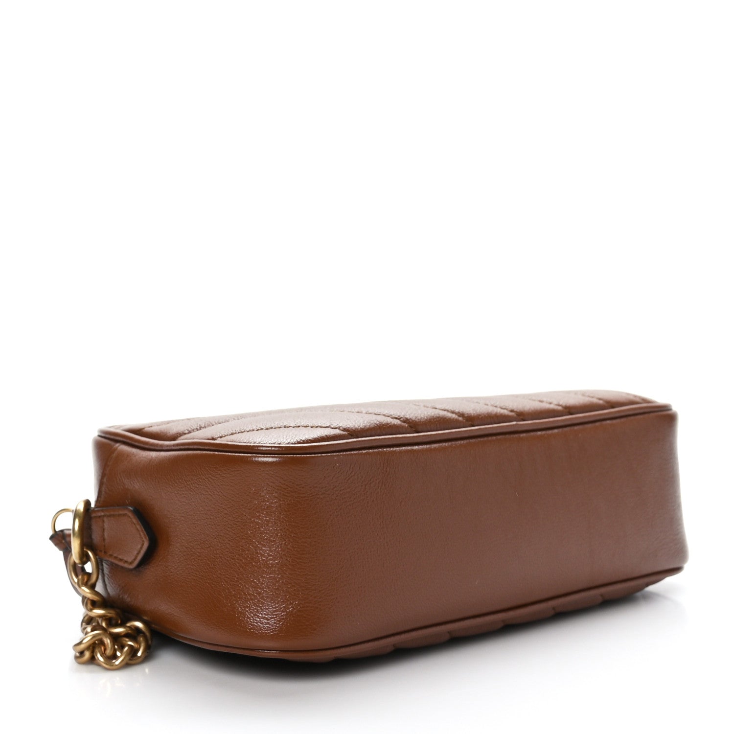 Gucci Glazed Calfskin Matelasse Diagonal Small GG Marmont Chain Shoulder Bag Cuir 4 of 9