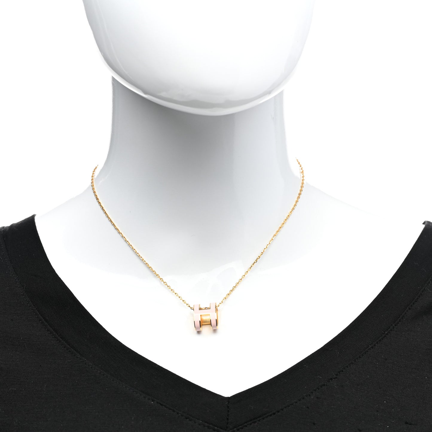Lacquered Rose Gold Pop H Pendant Necklace Rose Dragee