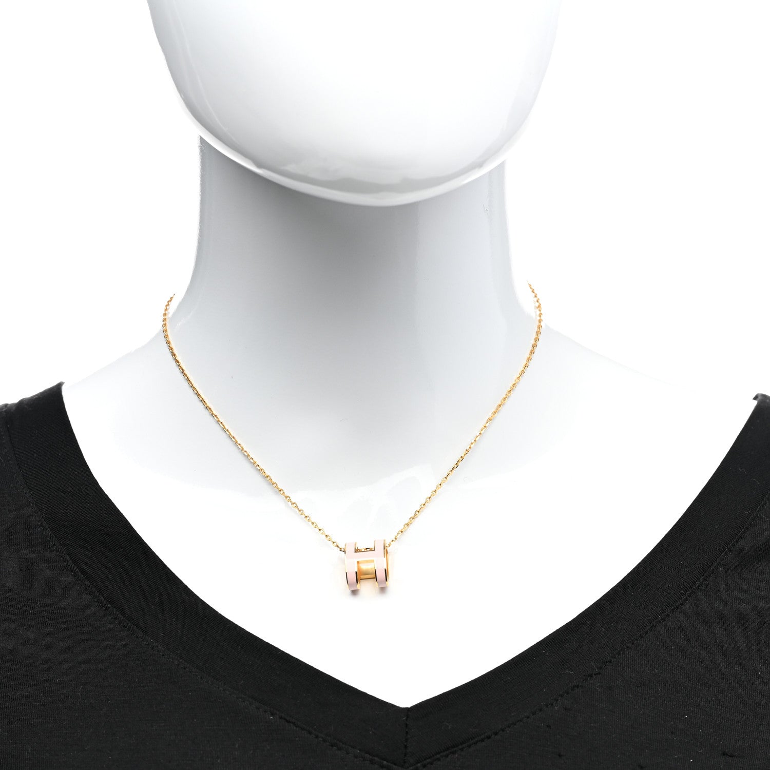 Hermes Lacquered Rose Gold Pop H Pendant Necklace Rose Dragee 2 of 6