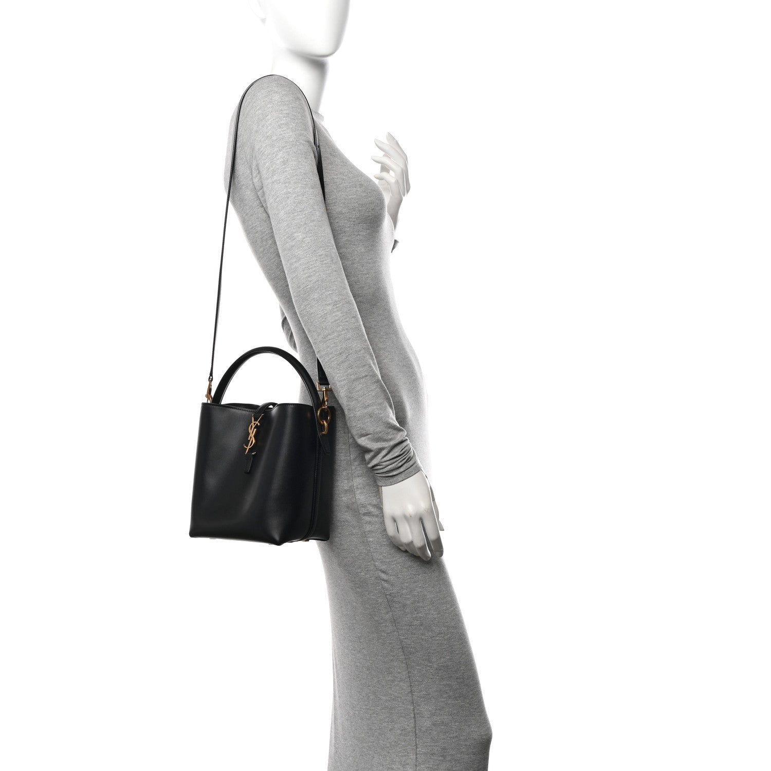 Saint Laurent Shiny Calfskin Le 37 Bucket Bag Black 2 of 9