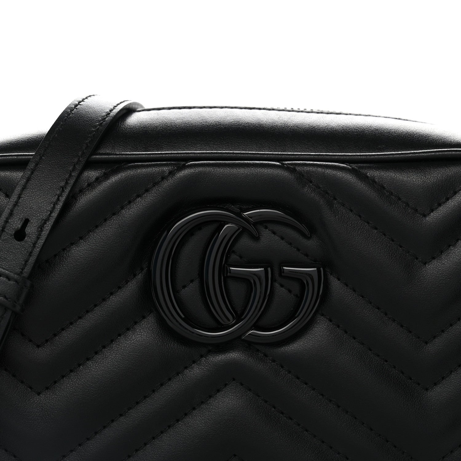 Gucci Calfskin Matelasse Monochrome Small GG Marmont Chain Shoulder Bag Black 7 of 10