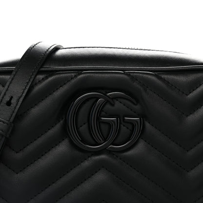 Gucci Calfskin Matelasse Monochrome Small GG Marmont Chain Shoulder Bag Black 7 of 10