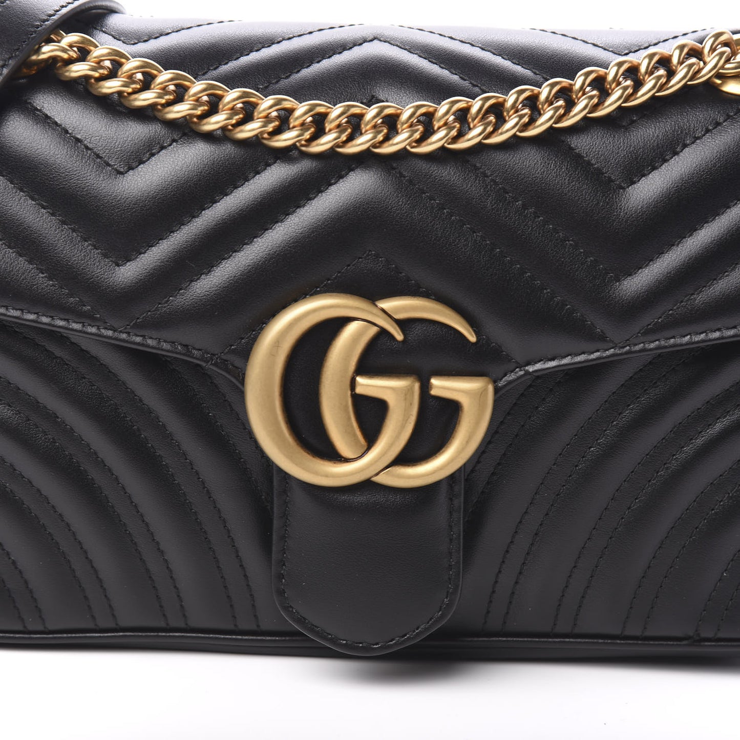 Calfskin Matelasse Small GG Marmont Shoulder Bag Black