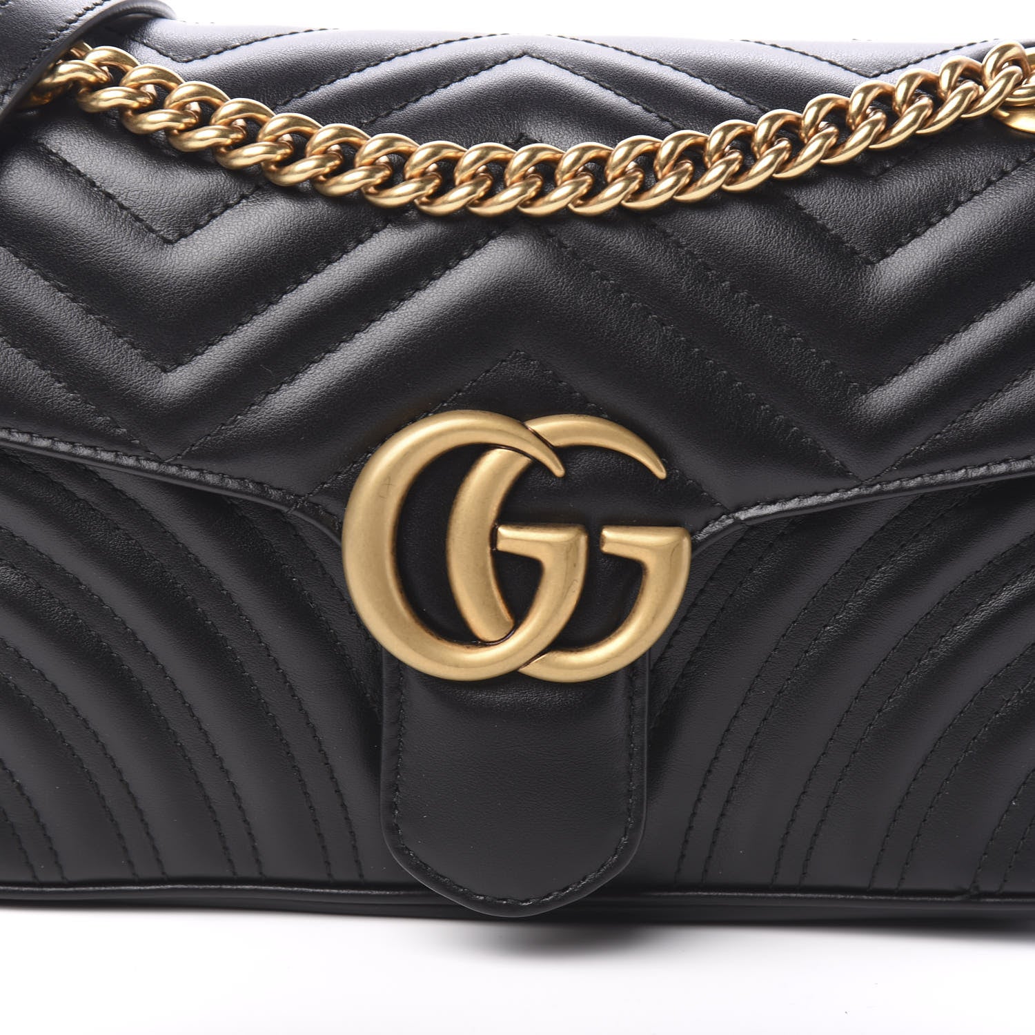 Gucci Calfskin Matelasse Small GG Marmont Shoulder Bag Black 9 of 10