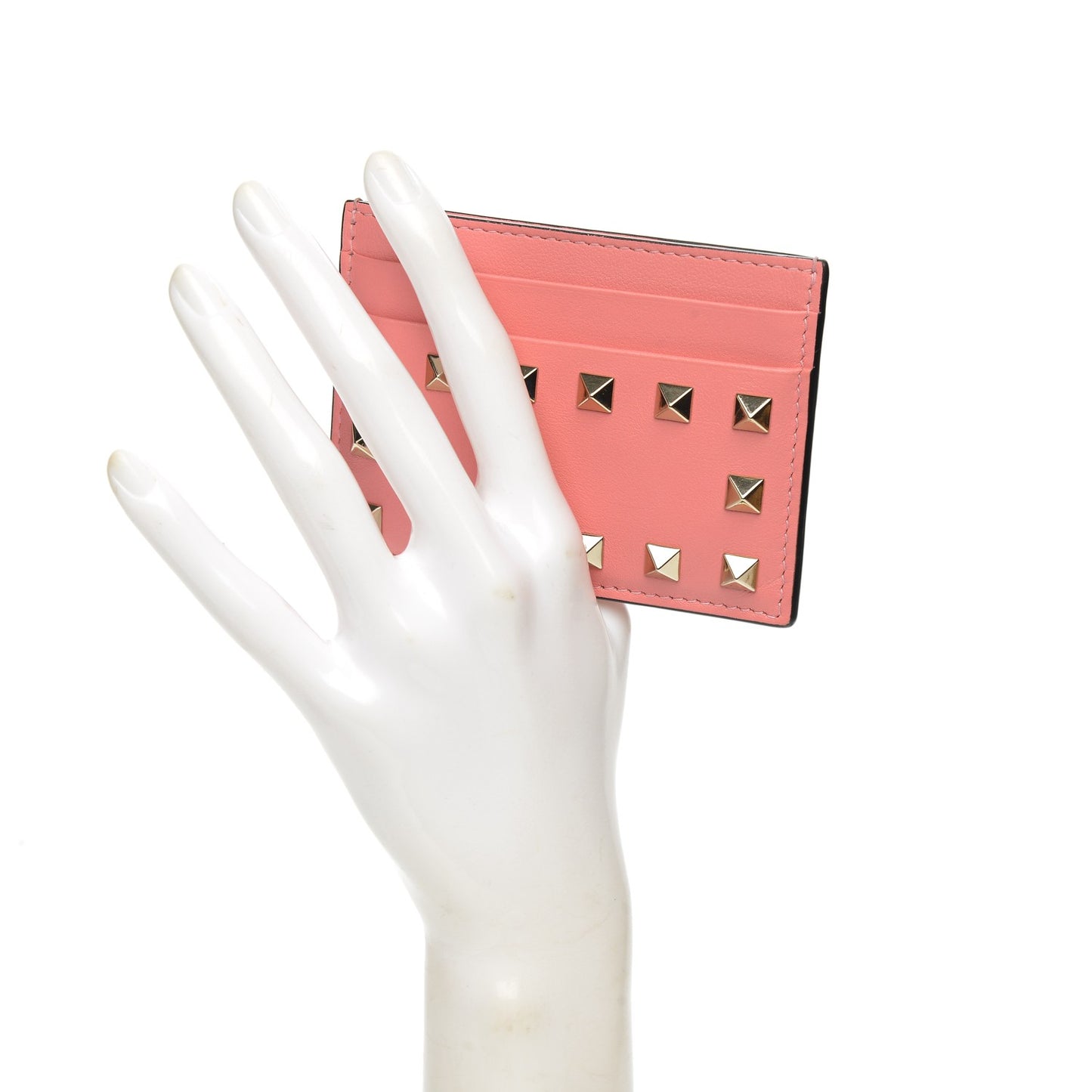 Vitello Rockstud Card Holder Paradise Rose