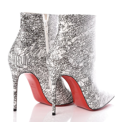 Christian Louboutin Calfskin Caligraf So Kate Booty 100 Ankle Boots 37 Black White 4 of 8