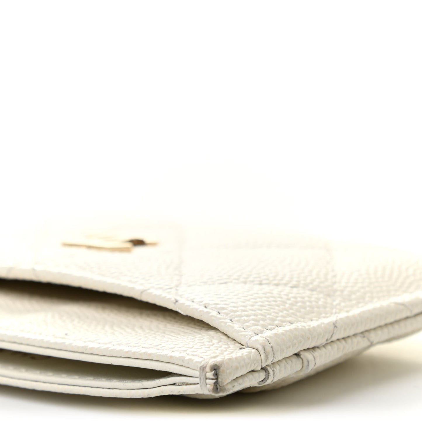 Caviar Quilted Card Holder White