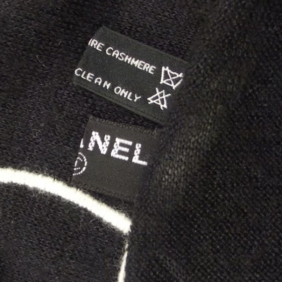 Chanel Cashmere Scarf Black White CC 7 of 7