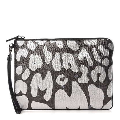 MCM Visetos Metallic Leopard Print Large Stark Wristlet Pouch Black 1 of 7