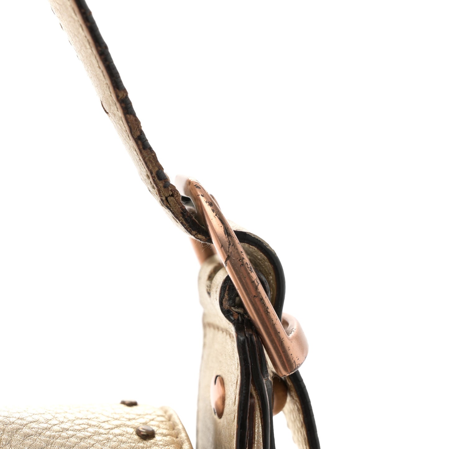 Metallic Calfskin Horsebit Chain Studded Flap Shoulder Bag Gold