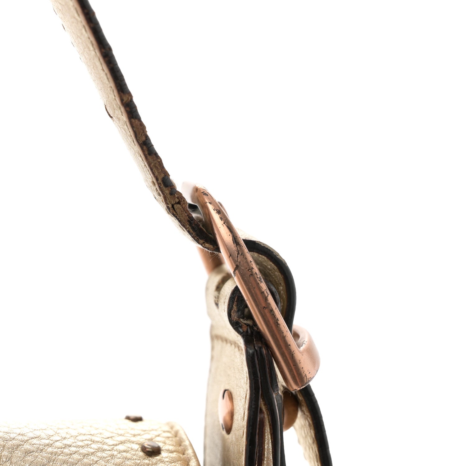 Gucci Metallic Calfskin Horsebit Chain Studded Flap Shoulder Bag Gold 13 of 13