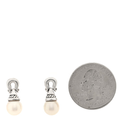 David Yurman Sterling Silver Tahitian Pearl Pearl Buckle Drop Earrings 2 of 4