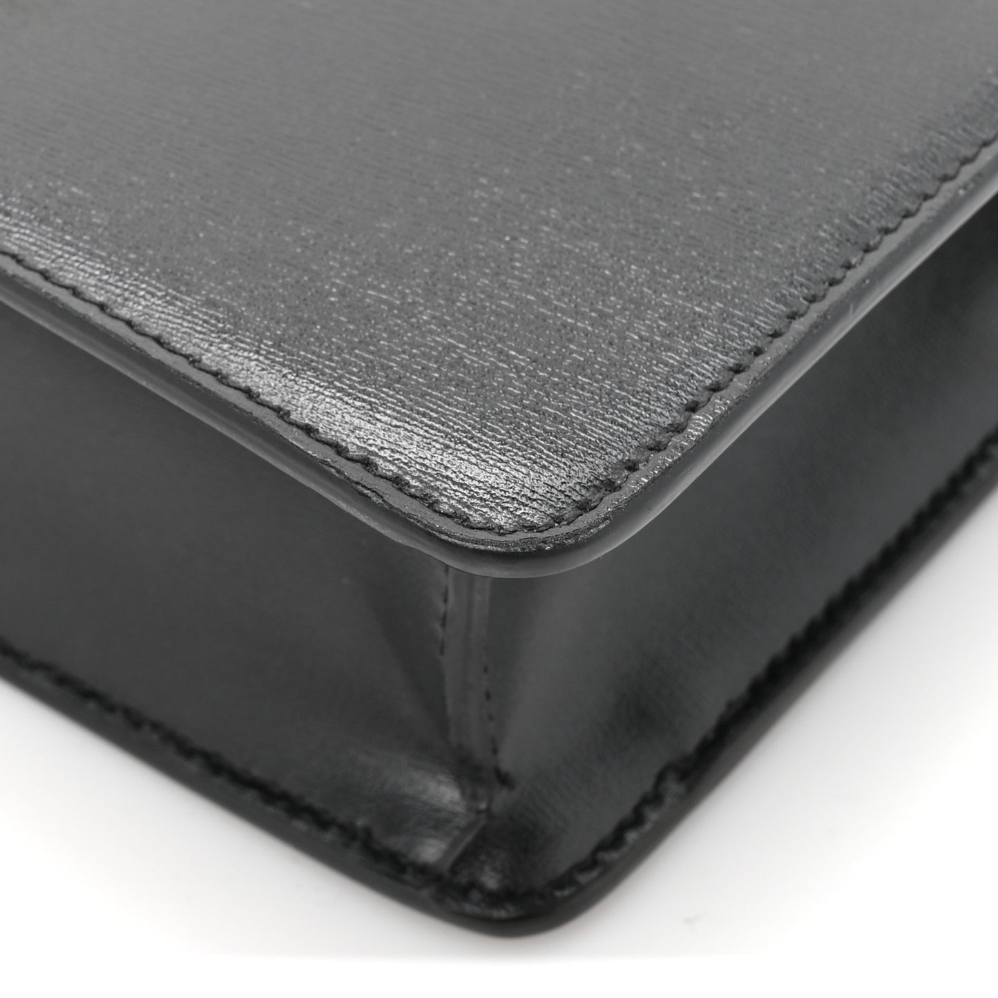 Shiny Calfskin Triomphe Margo Wallet on Chain Black