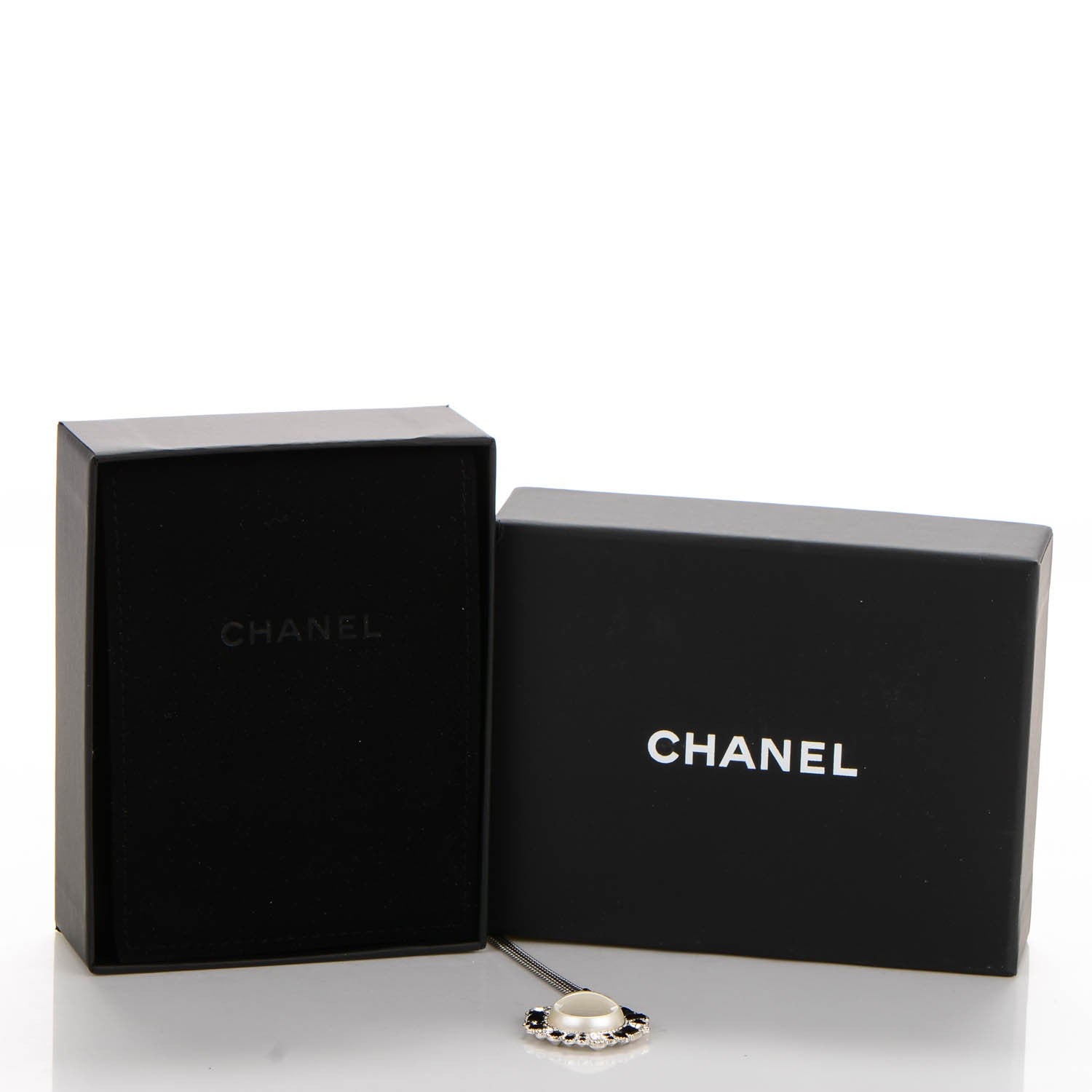 Chanel Crystal CC Smiley Emoji Pendant Necklace Silver 6 of 6