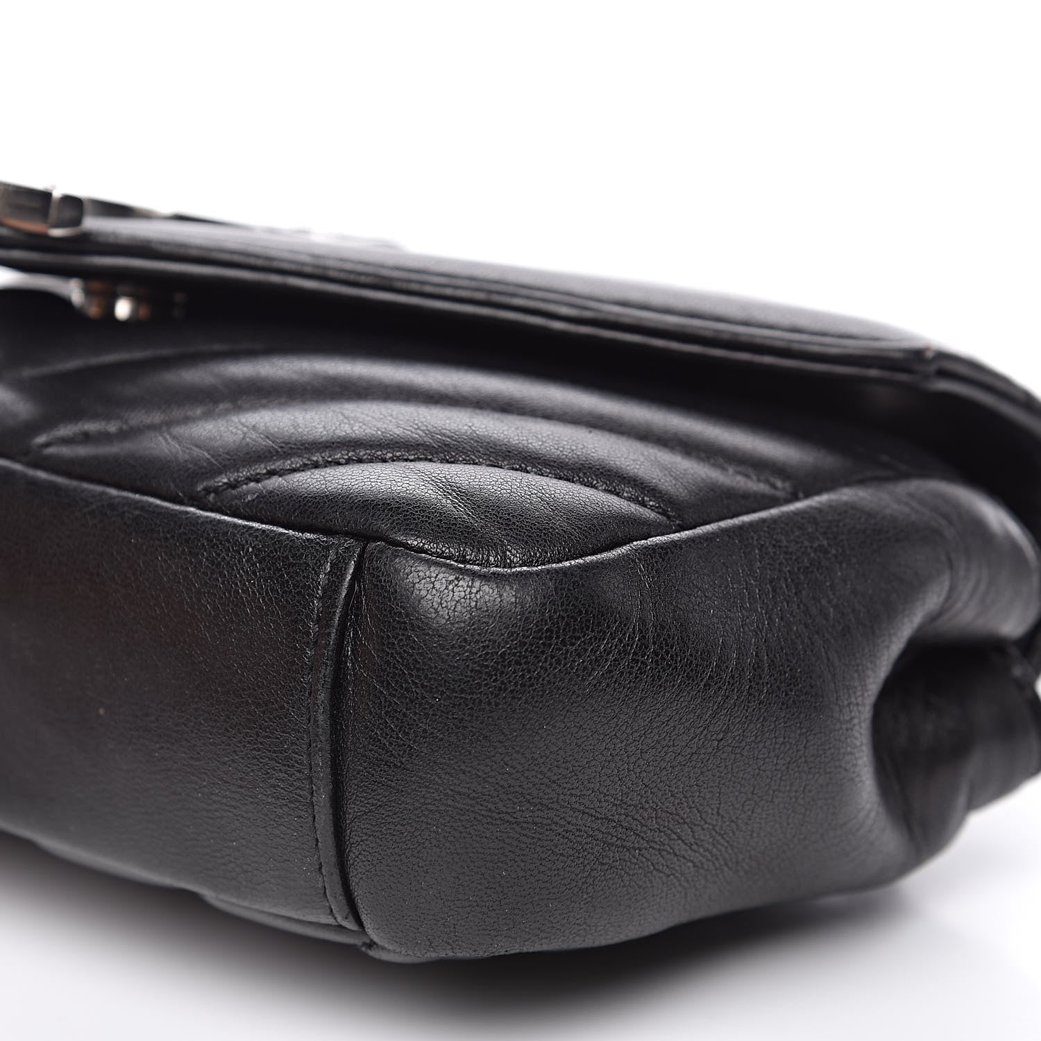 Saint Laurent Grained Calfskin Matelasse Chevron Monogram Classic Baby Chain Bag Black 10 of 14
