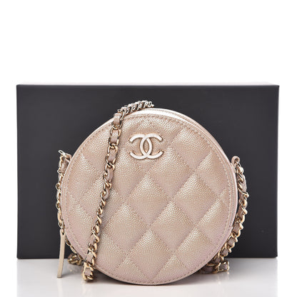 Chanel Iridescent Caviar Quilted Round Clutch With Chain Beige 8 of 8