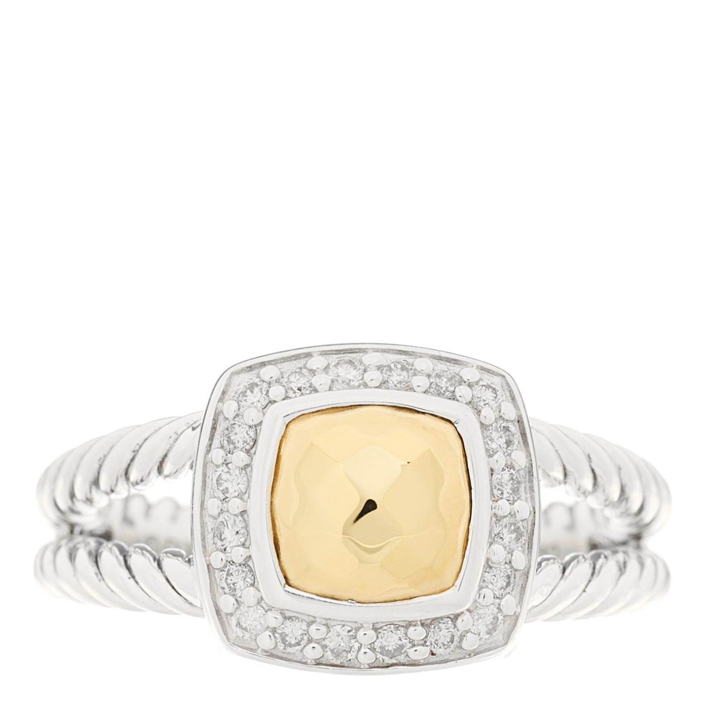 Sterling Silver 18K Yellow Gold Diamond 7mm Petite Albion Ring 54 6.75