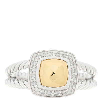 David Yurman Sterling Silver 18K Yellow Gold Diamond 7mm Petite Albion Ring 54 6.75 1 of 4