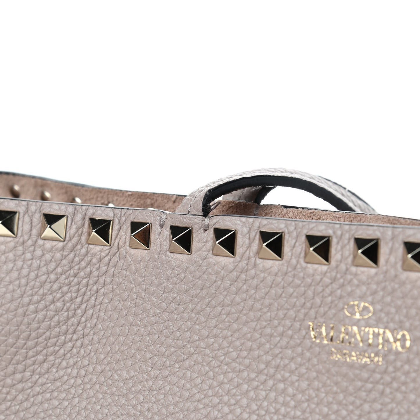 Grained Calfskin Small Rockstud Shoulder Tote Poudre