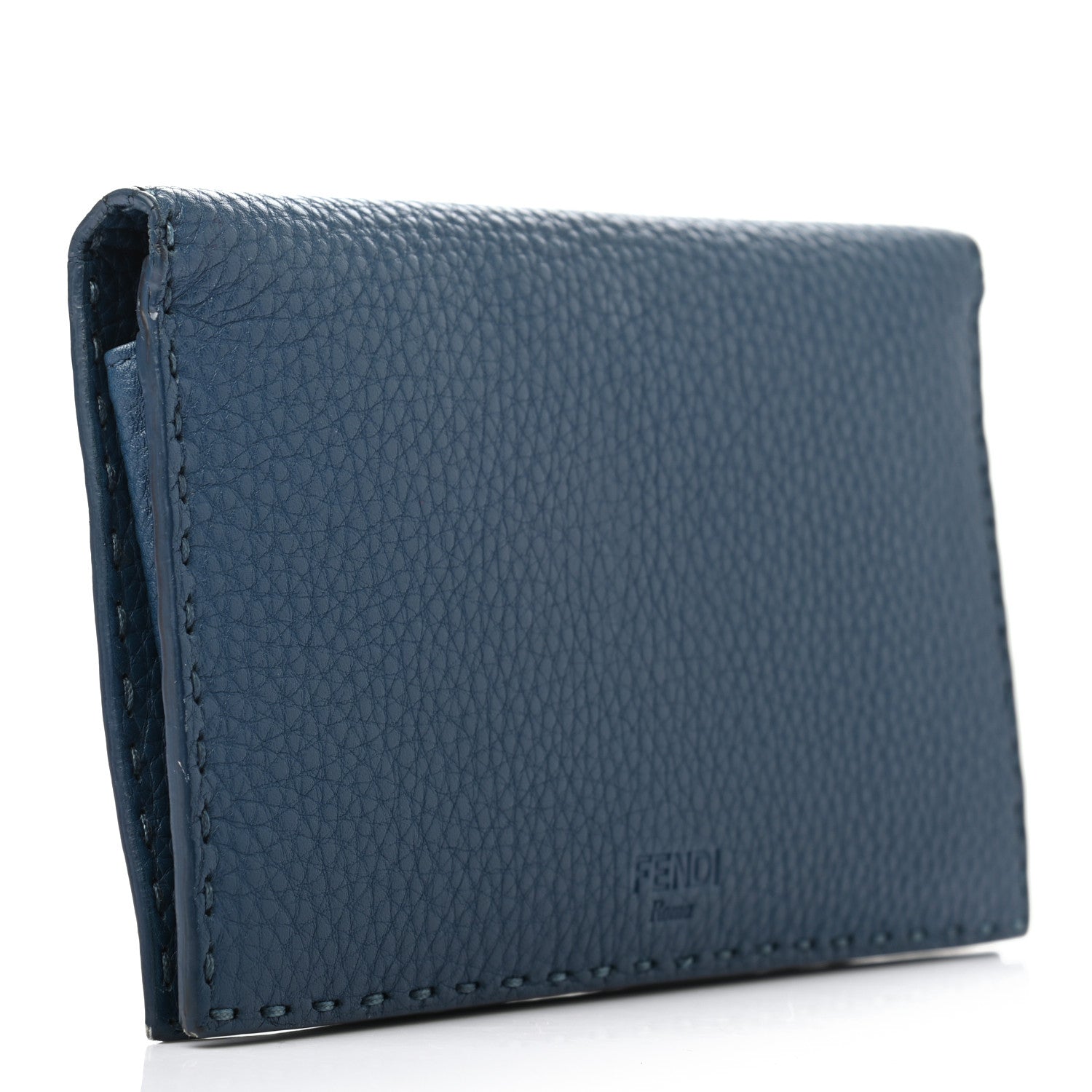 Fendi Cuoio Romano Selleria Mini Peekaboo Clutch Wallet Blue Notte 4 of 12