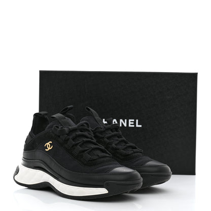 Chanel Velvet Calfskin Mixed Fibers CC Sneakers 38 Black 9 of 9