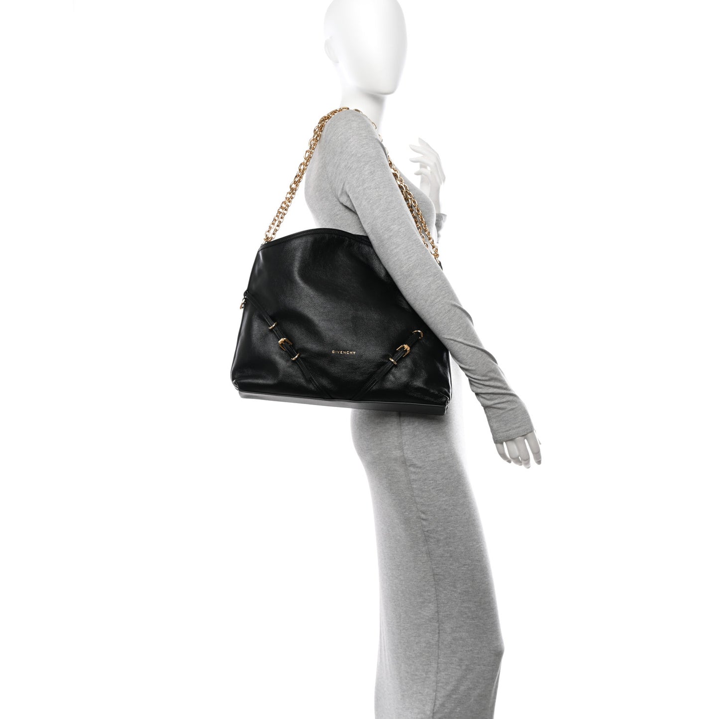 Tumbled Calfskin Medium Voyou Bag Black