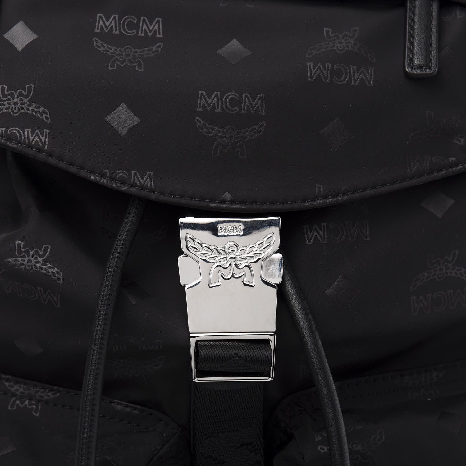 MCM Nylon Monogram Small Tivitat Two-Pocket Backpack Black 9 of 10